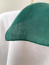 Dark Green Washed Linen Napkins with Stitch Edges