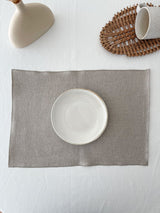 Double Layer Beige Linen Placemat with Stitch Edges