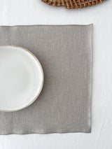 Double Layer Beige Linen Placemat with Stitch Edges