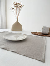 Double Layer Beige Linen Placemat with Stitch Edges