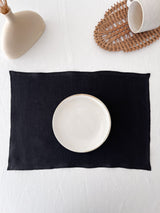 Double Layer Black Linen Placemat with Stitch Edges