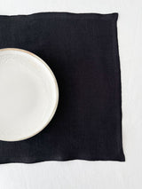 Double Layer Black Linen Placemat with Stitch Edges