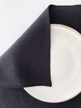 Double Layer Black Linen Placemat with Stitch Edges