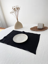 Double Layer Black Linen Placemat with Stitch Edges
