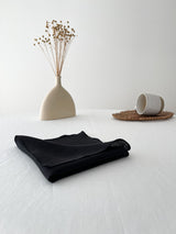 Black Washed Linen Napkins with Stitch Edges