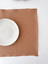 Double Layer Tan Linen Placemat with Stitch Edges