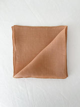 Tan Washed Linen Napkins with Stitch Edges