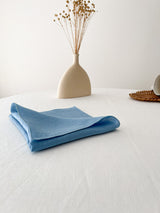 Light Blue Washed Linen Napkins with Stitch Edges