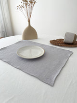Double Layer Light Grey Linen Placemat with Stitch Edges