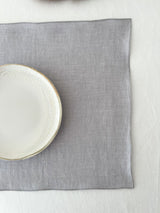 Double Layer Light Grey Linen Placemat with Stitch Edges