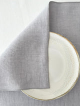 Double Layer Light Grey Linen Placemat with Stitch Edges