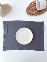 Double Layer Dark Grey Linen Placemat with Stitch Edges