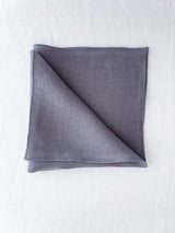 Dark Grey Washed Linen Napkins with Stitch Edges