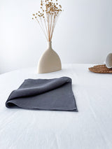 Dark Grey Washed Linen Napkins with Stitch Edges