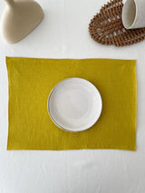Double Layer Yellow Linen Placemat with Stitch Edges