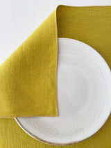 Double Layer Yellow Linen Placemat with Stitch Edges