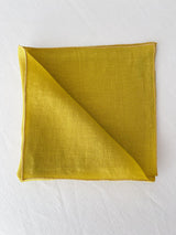 Yellow Washed Linen Napkins with Stitch Edges