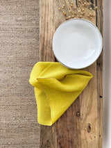Yellow Washed Linen Napkins with Stitch Edges