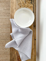 Light Grey Washed Linen Napkins with Stitch Edges