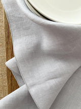 Light Grey Washed Linen Napkins with Stitch Edges