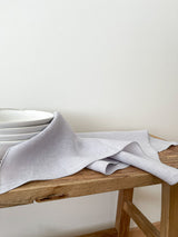 Light Grey Washed Linen Napkins with Stitch Edges