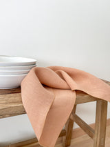 Tan Washed Linen Napkins with Stitch Edges