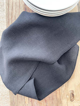 Black Washed Linen Napkins with Stitch Edges