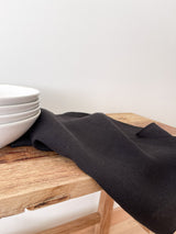 Black Washed Linen Napkins with Stitch Edges