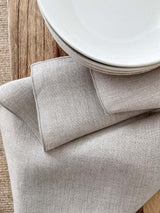 Beige Washed Linen Napkins with Stitch Edges