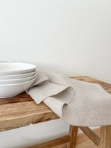 Beige Washed Linen Napkins with Stitch Edges