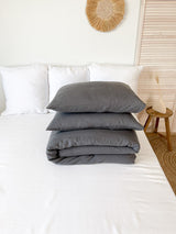 Dark Grey Linen Quilt Cover set