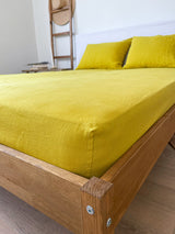 Yellow Linen Fitted Sheet
