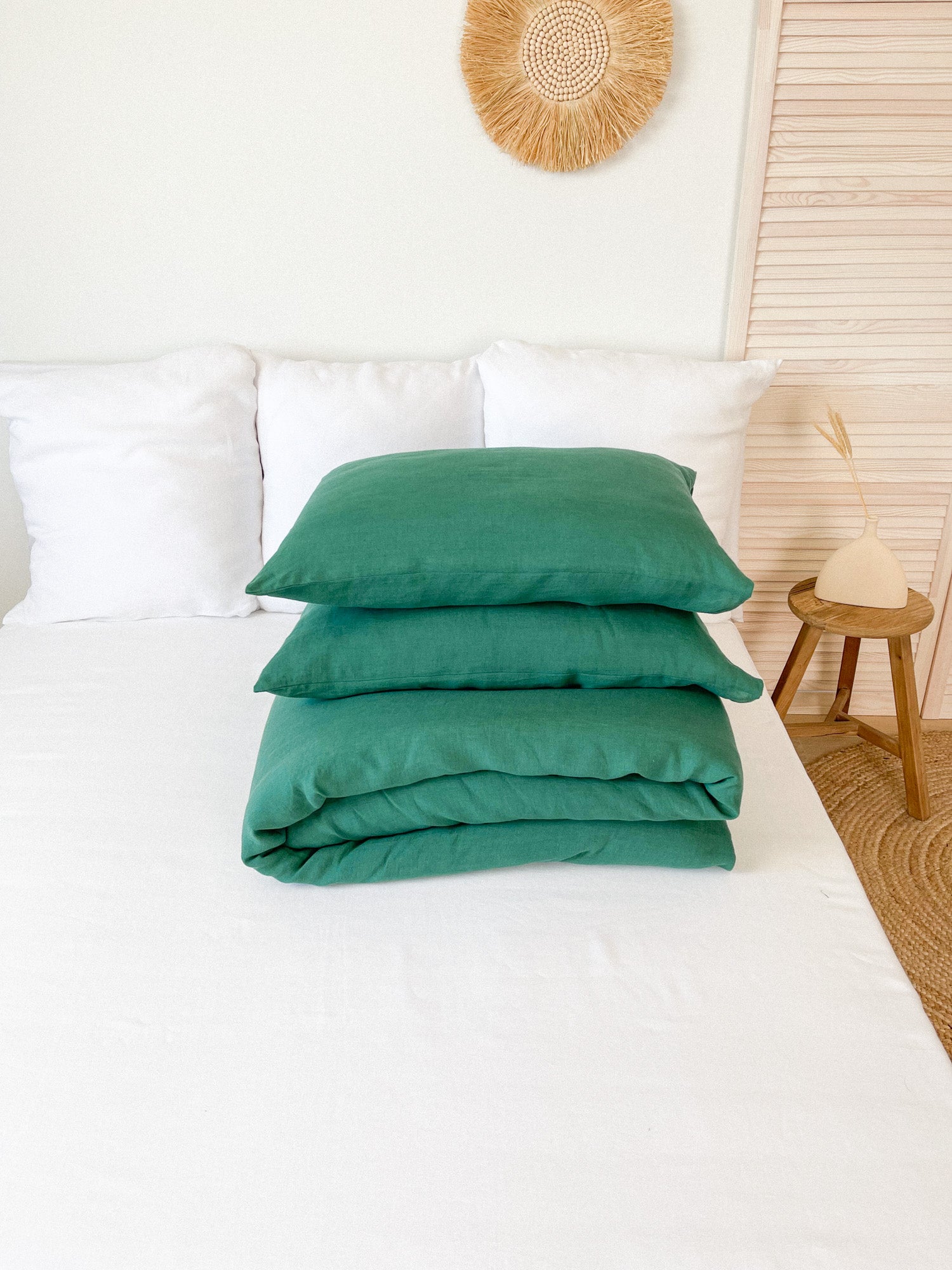 Dark Green Linen Duvet Cover Set LinenNotes Linen Notes