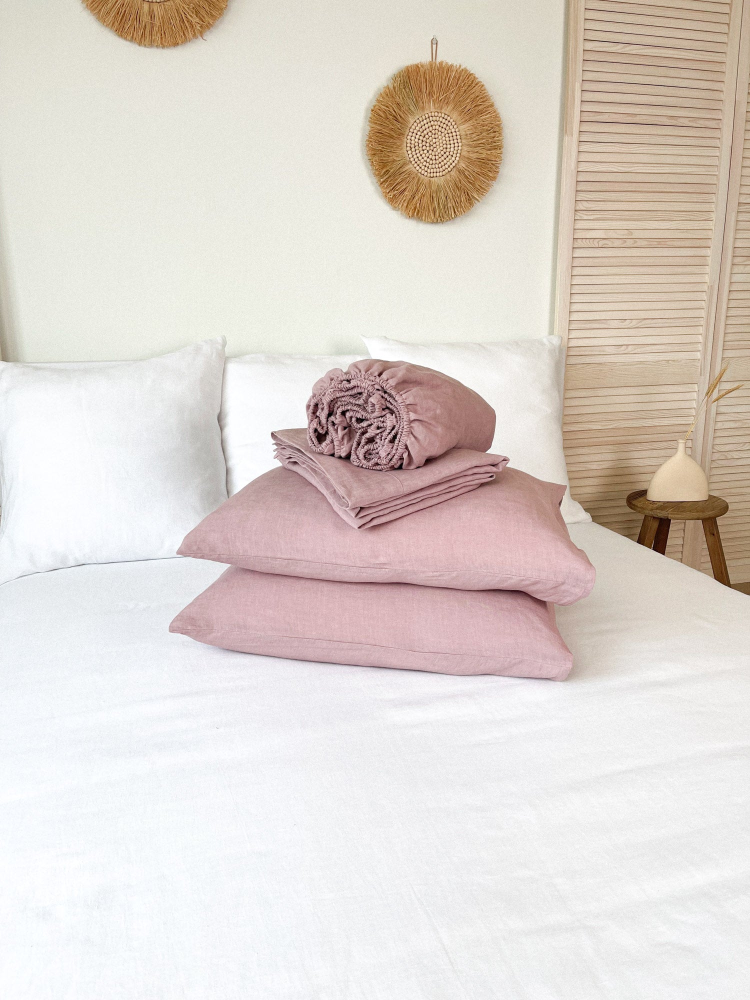 Light Pink Linen Sheet Set Linen Notes