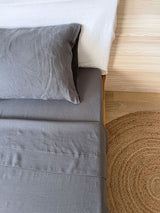 Dark Gray Linen Flat Sheet