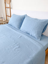 Light Blue Linen Sheet Set