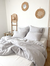 Light Gray Linen Duvet Cover set