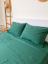 Dark Green Linen Sheet set