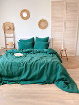 Dark Green Linen Duvet Cover set