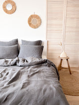 Dark Grey Linen Duvet Cover set