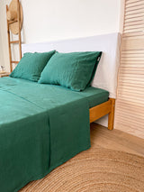 Dark Green Linen Sheet set