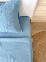 Light Blue Linen Sheet Set