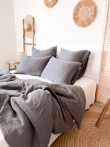 Dark Grey Linen Duvet Cover set
