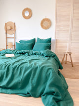 Dark Green Linen Duvet Cover set
