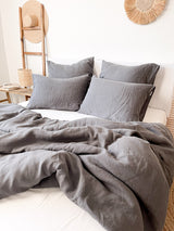 Dark Grey Linen Duvet Cover set