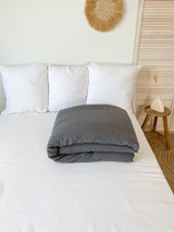 Dark Grey Linen Quilt Cover