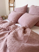 Dusty Pink Washed Linen Bedding Set