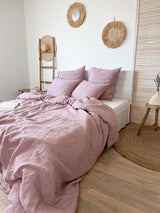Dusty Pink Washed Linen Bedding Set