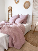 Dusty Pink Washed Linen Bedding Set