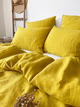 Yellow Washed Linen Bedding Set